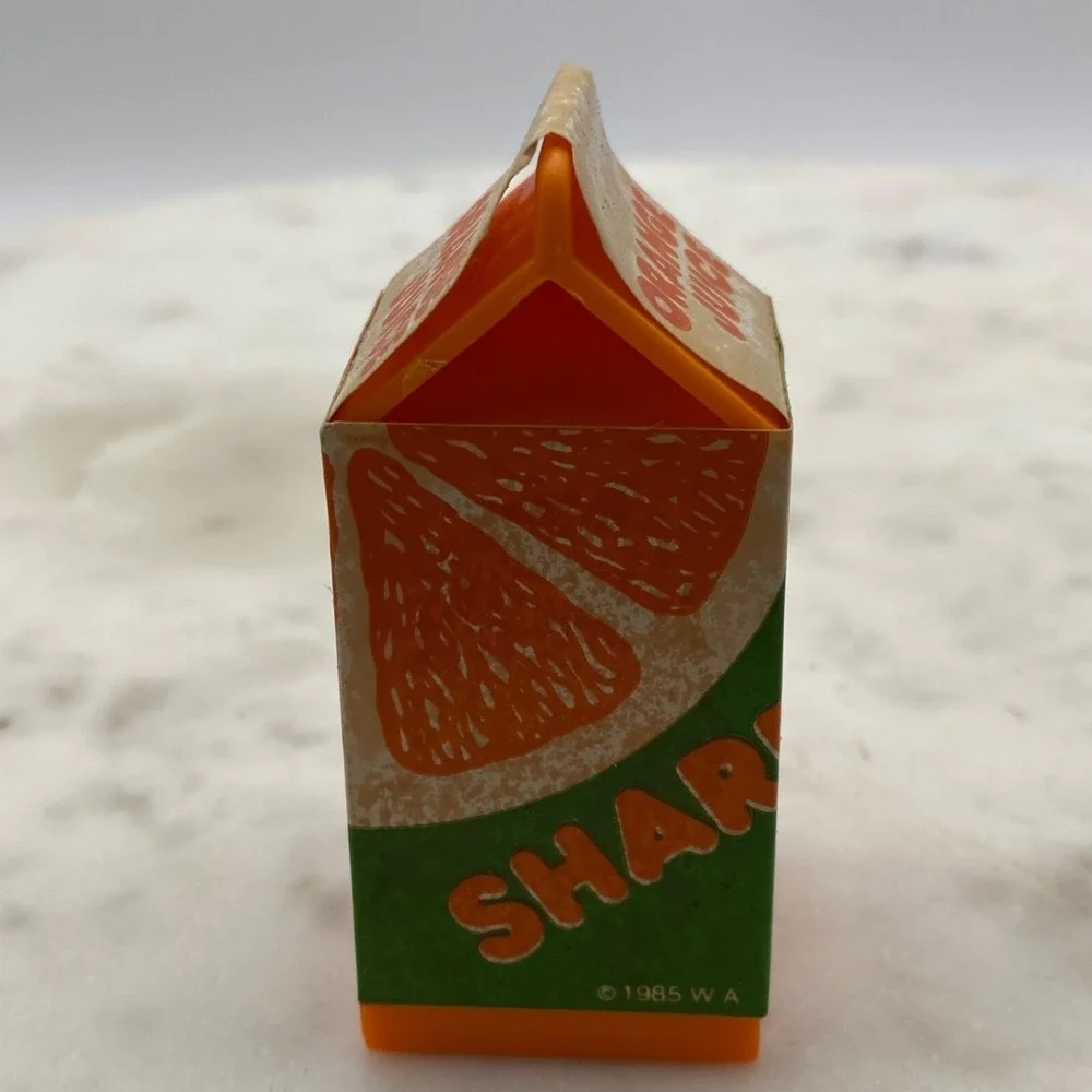 Vintage Orange Juice Carton PENCIL SHARPENER &‎ MILK ERASER 1985 Taiwan Novelty